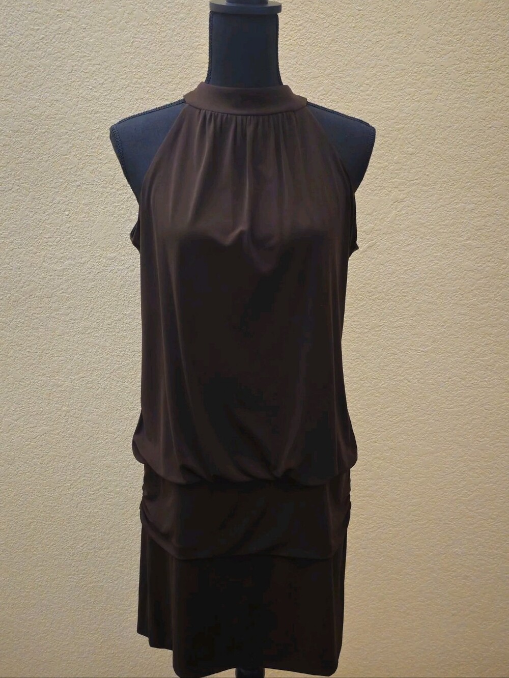 Enfocus Studio Brown Sleeveless Blouson Dress
